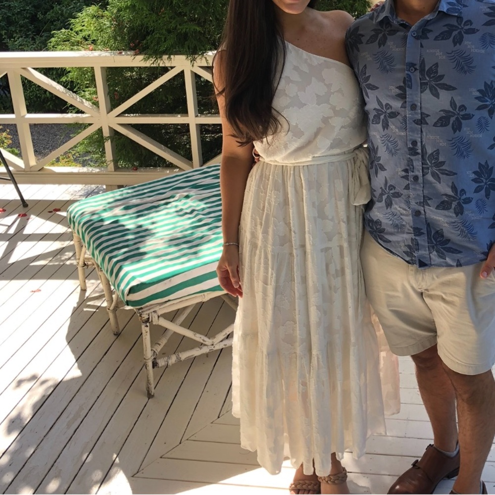 Karina Grimaldi Cream One-Shoulder Sundress Wedding